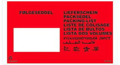 Docustick følgeseddellomme med tryk 10 sprog C65 225 mm x 122 mm